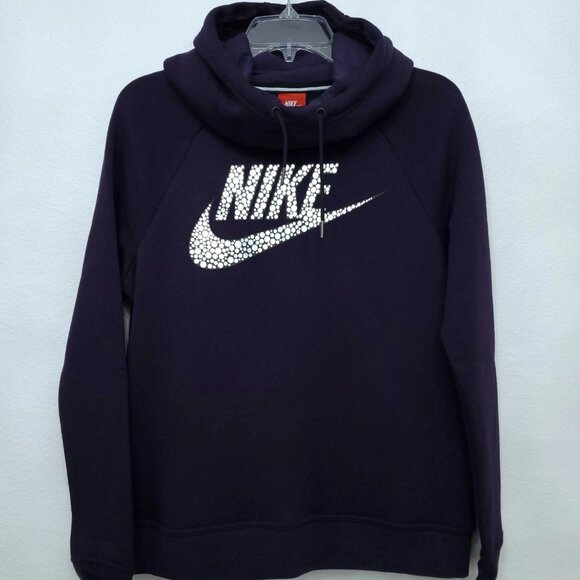 Nike Funnel Neck Deep Purple Metallic Graphic Pullover Hoodie Sweatshirt Small - Picture 4 of 12